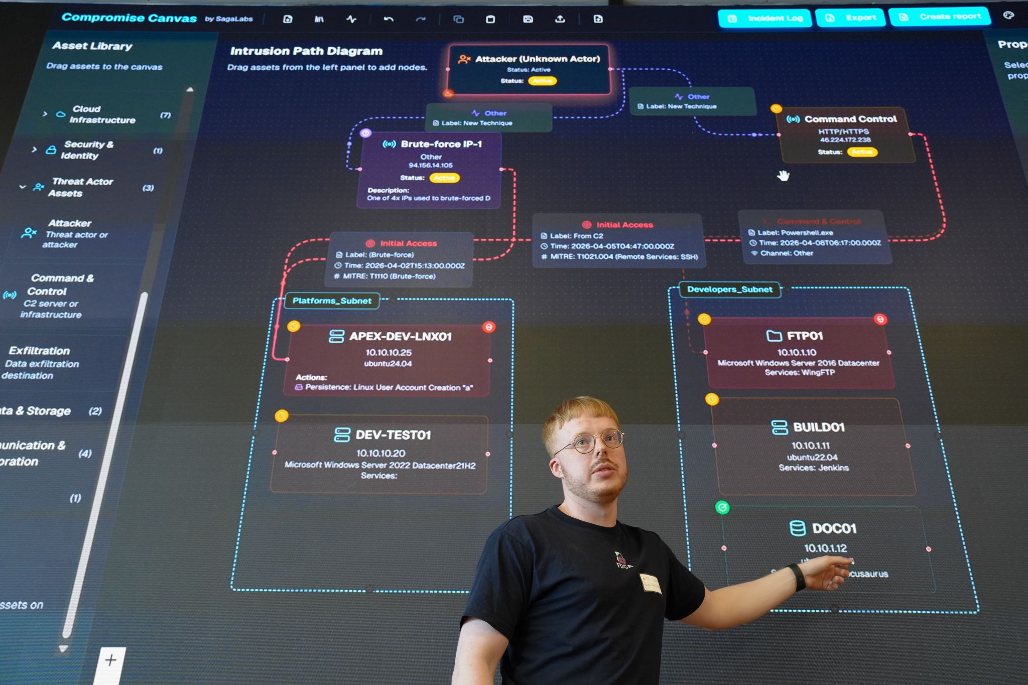 Instructor explaining the compromise canvas for an incident