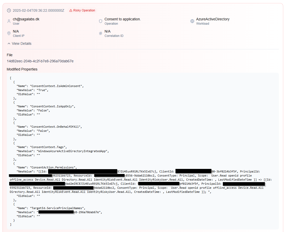 Microsoft Entra consent screen requesting audit log permissions